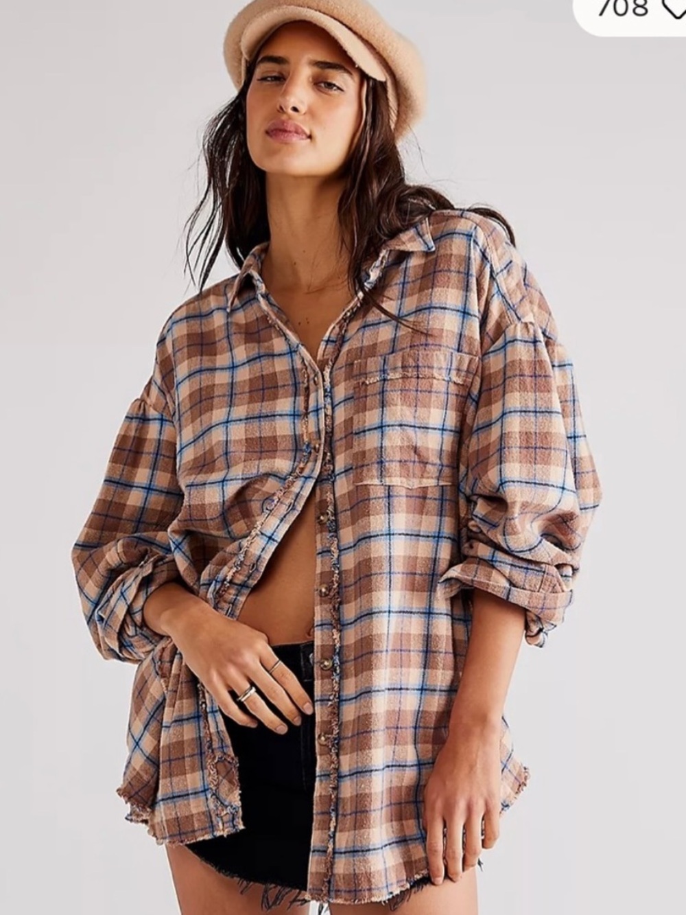 Free People We The Free Happy Hour Puff Long Sleeve Cozy Western Boho Top Large